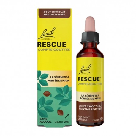 Bach Rescue Compte-Gouttes Goût Chocolat Menthe Poivrée 20 ml 5000488304497
