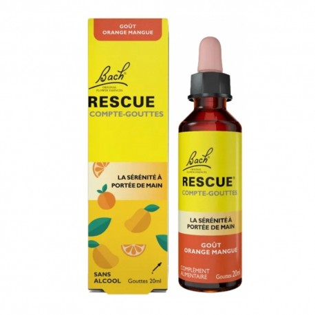 Bach Rescue Compte-Gouttes Goût Orange Mangue 20 ml 5000488304435