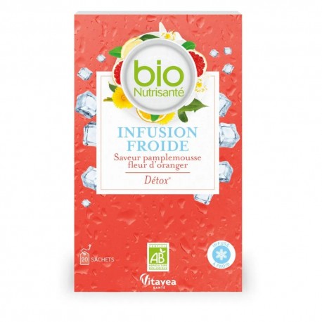 Vitavea Bionutrisanté Infusion Froide Détox Pamplemousse Fleur d'Oranger Bio 20 Sachets 3515450101681
