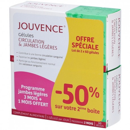 Jouvence Gélules Circulation et Jambes Légères 2 x 60 Gélules 3665979000160