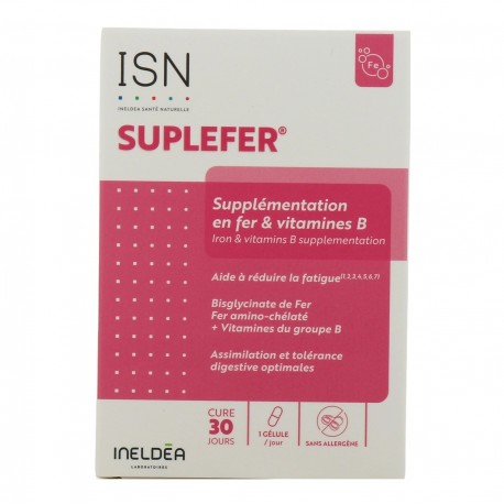 Ineldea Suplefer Supplémentation en Fer 30 Gélules 3700225641077