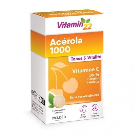 Ineldea Acérola 1000 Vitamine C 24 Comprimés 3700225600807