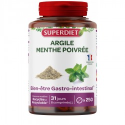 Superdiet Argile Verte Menthe Poivrée 250 Comprimés 3428881125303