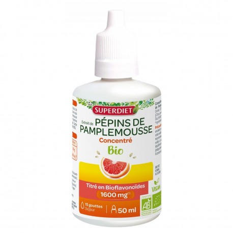 Superdiet Extrait de Pépins de Pamplemousse 1600 mg Bio 50 ml 3428881840602