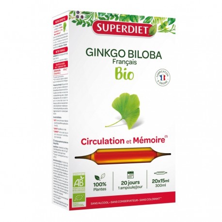 Superdiet Ginkgo Biloba Bio 20 Ampoules 3428881223207