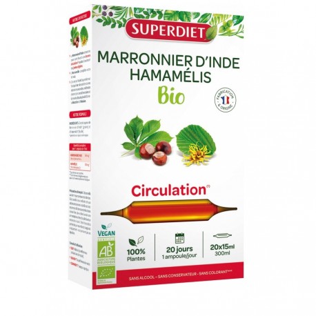 Superdiet Marronnier d'Inde Hamamélis Bio 20 Ampoules 3428881227205