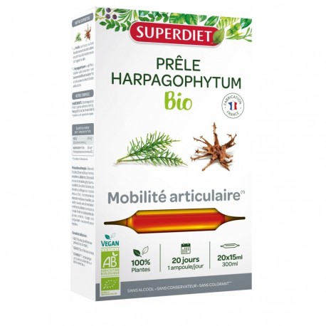 Superdiet Prêle Harpagophytum Bio 20 Ampoules 3428881227007