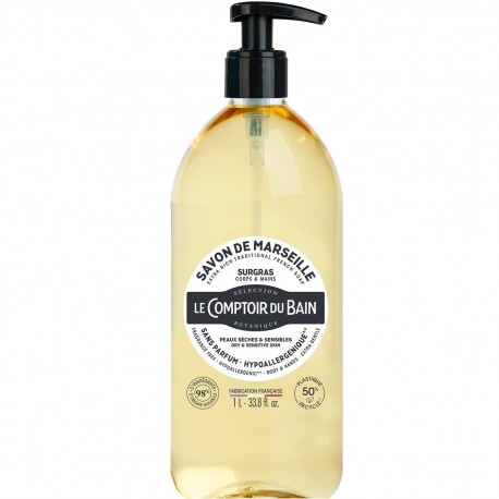 Le Comptoir du Bain Savon Surgras de Marseille Hypoallergénique 1 L 3616828844404