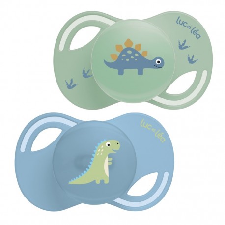 Luc et Léa Collection Duo Extra-Thin Anatomical Soothers 6-18 Months - Dinosaurs 3518646352638