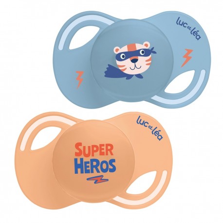 Luc et Léa Collection Duo Extra-Thin Anatomical Soothers +18 Months - Heroes 3518646352645