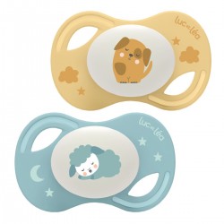 Luc et Léa Collection Duo Extra-Fine Anatomical Night Soothers 0-6 Months - Dog and Sheep 3518646352652