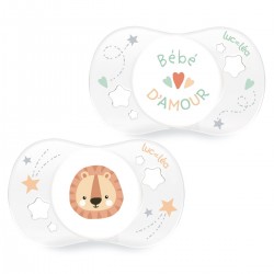 Luc et Léa Essentiel Duo Anatomical Soothers 0-2 Months - Baby Love and Little Lion 3518646352683