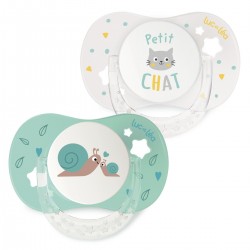Luc et Léa Essentiel Duo Anatomical Soothers 6-18 Months - Little Cat and Little Snail 3518646352706