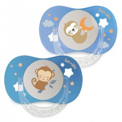 Luc et Léa Essentiel Duo Anatomical Night Soothers +18 Months - Sloth and Monkey 3518646352744