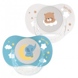 Luc et Léa Essentiel Duo Anatomical Night Soothers 0-6 Months - Bear and Elephant 3518646352720
