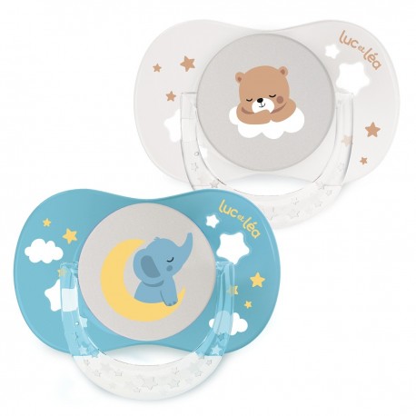 Luc et Léa Essentiel Duo Anatomical Night Soothers 0-6 Months - Bear and Elephant 3518646352720