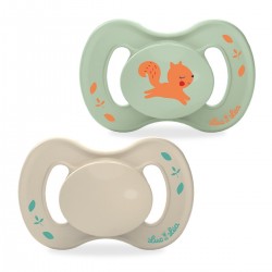 Luc et Léa Nature Duo Extra-Thin Anatomical Soothers 6-18 Months - Squirrel and Beige 3518646352409