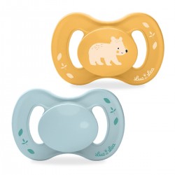 Luc et Léa Nature Duo Sucettes Anatomiques Extra-Fines 6-18 Mois - Ours et Bleu 3518646352348