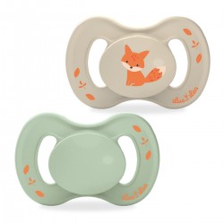 Luc et Léa Nature Duo Sucettes Anatomiques Extra-Fines +18 Mois - Renard et Vert 3518646352355