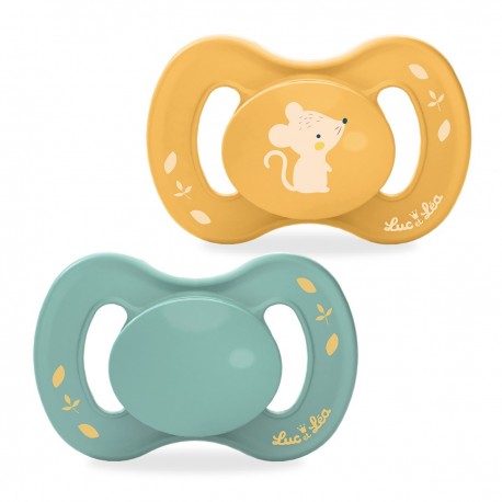 Luc et Léa Nature Duo Extra-Thin Anatomical Soothers +18 Months - Mouse and Blue 3518646352362