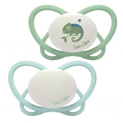 Luc et Léa Physio Duo Sucettes Nuit Physiologiques +18 mois - Caméléon 3518646354519