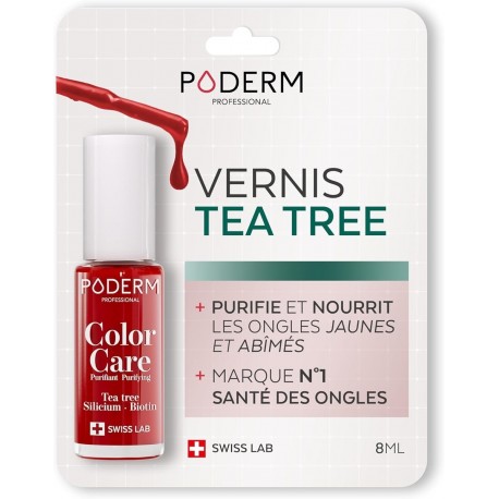 Poderm Color Care Tea Tree Nail Polish 8 ml Red Pink 797 7640178210509