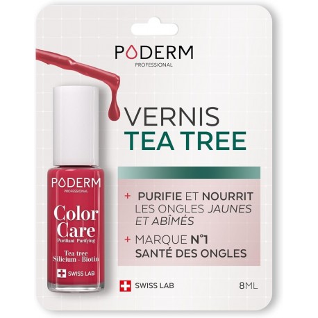 Poderm Color Care Vernis à Ongles Tea Tree 8 ml Rouge Cerise 363 