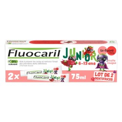 Fluocaril Junior Bi-Fluoride Toothpaste Red Fruits 145mg 6–13 Years 2 x 75 ml