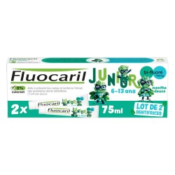 Fluocaril Junior Dentifrice Menthe Douce Bi-Fluoré 145mg 6-13 Ans 2 x 75 ml