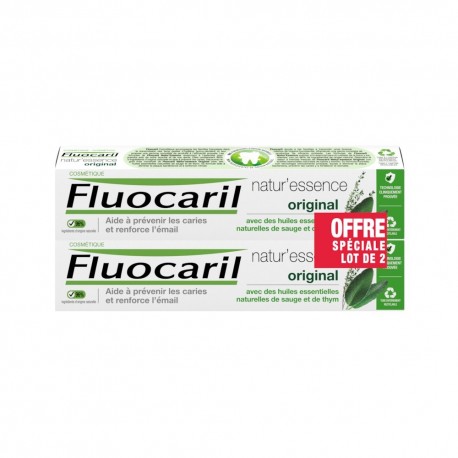 Fluocaril Natur'Essence Dentifrice Protection Complète Bi-Fluoré 145mg 2 x 75 ml 8720182505255