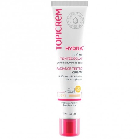Topicrem HYDRA+ Crème Teintée Éclat SPF50 Teinte Claire 40 ml 3700281704846