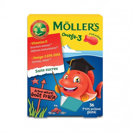Möller's Omega-3 Jelly Fish Strawberry 36 Gummies 7070866038670