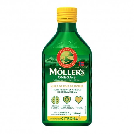Möller's Omega 3 Huile de Foie de Morue Arôme Citron 250 ml 7070866026974