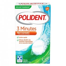 Polident 3 Minutes Nettoyant pour Appareils Dentaires 66 Comprimés