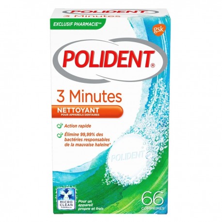 Polident 3 Minutes Cleansing for Dental Appliances 66 Tablets 5054563023018