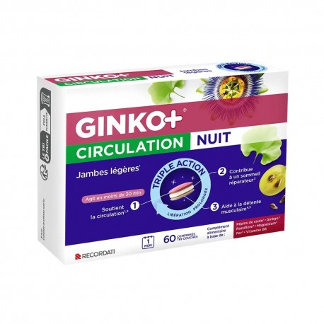 Recordati Ginko+ Circulation Nuit 60 Comprimés 3665490000342